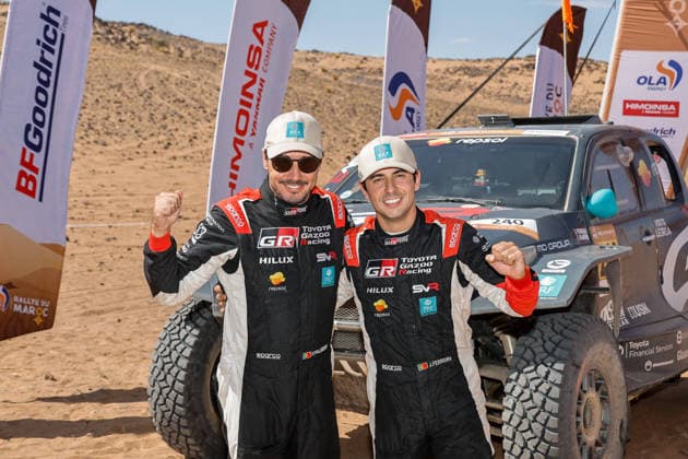 W2RC - RALLYE DU MAROC 2026 240 FERREIRA Joao (por), PALMEIRO Filipe (por), Toyota Hilux IMT Evo, Toyota Gazoo Racing SA, FIA W2RC, ULT T1+, action Finisher podium, portrait during the Stage 5 of the Rallye du Maroc 2026, 4th round of the 2026 WR2C Championship from October 3, 2026 around Zagora, Morocco - AgadirMorocco Copyright: xPauloxMariax