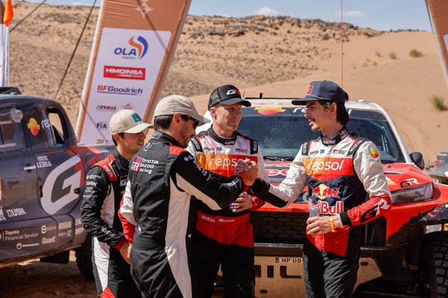 W2RC - RALLYE DU MAROC 2026 PALMEIRO Filipe (por), Toyota Hilux IMT Evo, Toyota Gazoo Racing SA, FIA W2RC, ULT T1+, action, portrait, QUINTERO Seth (usa), Toyota Hilux GR, Toyota Gazoo Racing W2RC, FIA W2RC, ULT T1+, action, portrait Finisher podium, portrait during the Stage 5 of the Rallye du Maroc 2026, 4th round of the 2026 WR2C Championship from October 3, 2026 around Zagora, Morocco - AgadirMorocco Copyright: xPauloxMariax