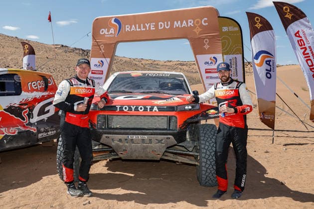 W2RC - RALLYE DU MAROC 2026 202 LATEGAN Henk (rsa), CUMMINGS Brett (rsa), Toyota Hilux GR, Toyota Gazoo Racing W2RC, FIA W2RC,ULT T1+, action Finisher podium, portrait during the Stage 5 of the Rallye du Maroc 2026, 4th round of the 2026 WR2C Championship from October 3, 2026 around Zagora, Morocco - AgadirMorocco Copyright: xPauloxMariax