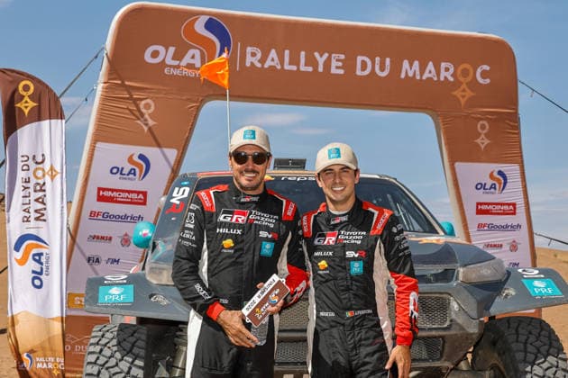W2RC - RALLYE DU MAROC 2026 240 FERREIRA Joao (por), PALMEIRO Filipe (por), Toyota Hilux IMT Evo, Toyota Gazoo Racing SA, FIA W2RC, ULT T1+, action Finisher podium, portrait during the Stage 5 of the Rallye du Maroc 2026, 4th round of the 2026 WR2C Championship from October 3, 2026 around Zagora, Morocco - AgadirMorocco Copyright: xPauloxMariax