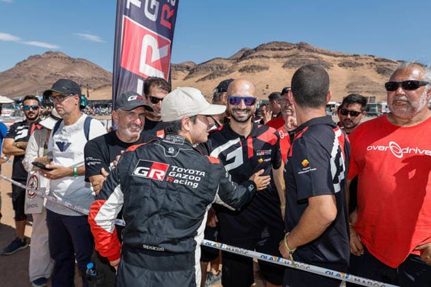 W2RC - RALLYE DU MAROC 2026 FERREIRA Joao (por), Toyota Hilux IMT Evo, Toyota Gazoo Racing SA, FIA W2RC, ULT T1+, action, portrait Finisher podium, portrait during the Stage 5 of the Rallye du Maroc 2026, 4th round of the 2026 WR2C Championship from October 3, 2026 around Zagora, Morocco - AgadirMorocco Copyright: xPauloxMariax