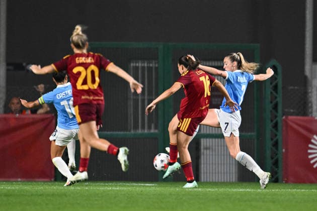IPA89266848 - Alice Corelli of A.S. Roma Women scores the goal to make it 2-0 during the Serie A Women Athora match on Matchday 2 between A.S. Roma Women and S.S. Lazio Women at Tre Fontane Stadium on October 3, 2026, in Rome, Italy.  Copyright: xDomenicoxCippitelli IPAxSportx xx IPA89266848