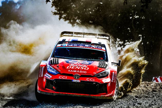 IPA89266997 - Driver Oliver Solber and co-driver Elliott Edmondson of Team Toyota Gazoo Racing WRT are driving the Toyota GR Yaris Rally1. They are in second place on the second day of the race during the 2026 FIA World Rally Championship WRC, Motorsport Rallye, WM Rally Italia Sardegna on October 3 in Alghero, Sardinia, Italy.  Copyright: xLucaxBarsali IPAxSportx xx IPA89266997