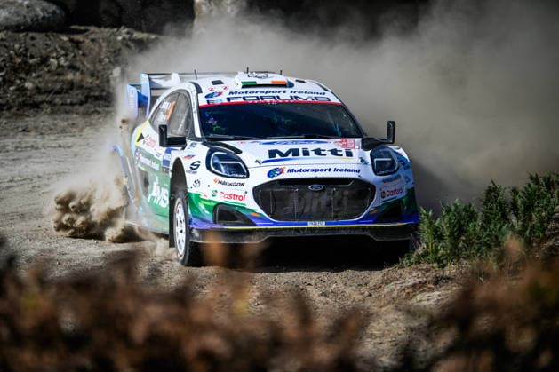 IPA89267020 - 95 Jon Armstrong and co-driver Shane Byrne of the M Ford World Rally Team, driving the Ford Puma Rally1, are in 3rd place on the third day of the race during the 2026 FIA World Rally Championship WRC, Motorsport Rallye, WM Rally Italia Sardegna on October 3 in Alghero, Sardinia, Italy  Copyright: xLucaxBarsali IPAxSportx xx IPA89267020