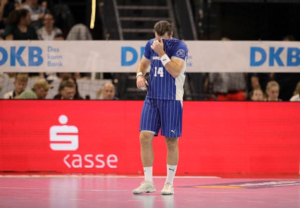 Foto : Verlierermiene bei Teitur Örn Einarsson ( Gummersbach ) Handball Herren 1. Bundesliga am Sa. 03.10.2026 THW Kiel - VfL Gummersbach