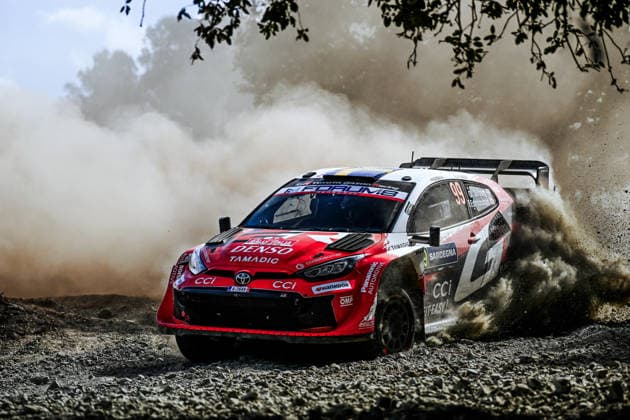 MOTORSPORTS - Rally - WRC, Motorsport Rallye, WM Rally Italia Sardegna Photo by IPA ABACAPRESS.COM89266985 - Driver Oliver Solber and co-driver Elliott Edmondson of Team Toyota Gazoo Racing WRT are driving the Toyota GR Yaris Rally1. They are in second place on the second day of the race during the 2026 FIA World Rally Championship (WRC) Rally Italia Sardegna on October 3 in Alghero, Sardinia, Italy. Italia Italy  Copyright: xIPAxSport ABACAx