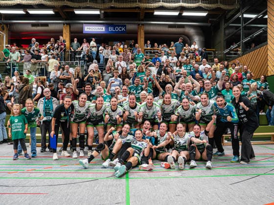 Grosser Jubel bei den Siegerinnen von Frisch Auf Goeppingen, SG Nürtingen-Zizishausen vs. Frisch Auf Goeppingen, Handball, DHB-Pokal, Spielzeit 2026 2027, 03.10.2026 SG Nürtingen-Zizishausen vs. Frisch Auf Goeppingen, Handball, DHB-Pokal, Spielzeit 2026 2027, 03.10.2026 Nuertingen Copyright: xMichaelxSchmidt Eibner-Pressefotx EP_MST