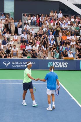 Nadal capitanea al Team Rafa y logra la victoria en el décimo aniversario de su academia Rafa Nadal y Carlos Moyà durante el torneo, a 03 de octubre de 2026, en Manacor, Islas Baleares (Espana) RAFA NADAL;TORNEO;TENIS;MANACOR Organización 03 10 2026 Manacor Manacor Espana Copyright: xOrganizacionx 7818893