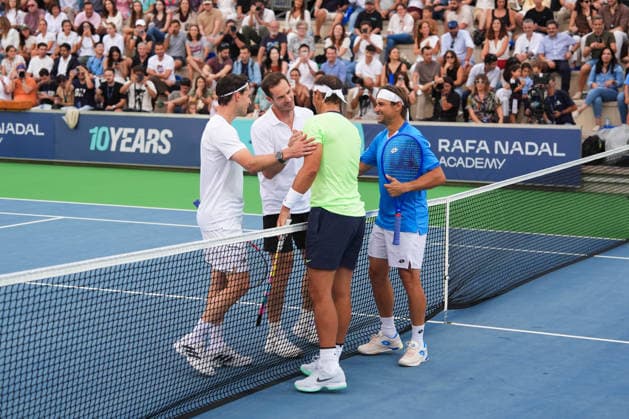 Nadal capitanea al Team Rafa y logra la victoria en el décimo aniversario de su academia Rafa Nadal y Carlos Moyà durante el torneo, a 03 de octubre de 2026, en Manacor, Islas Baleares (Espana) RAFA NADAL;TORNEO;TENIS;MANACOR Organización 03 10 2026 Manacor Manacor Espana Copyright: xOrganizacionx 7818899