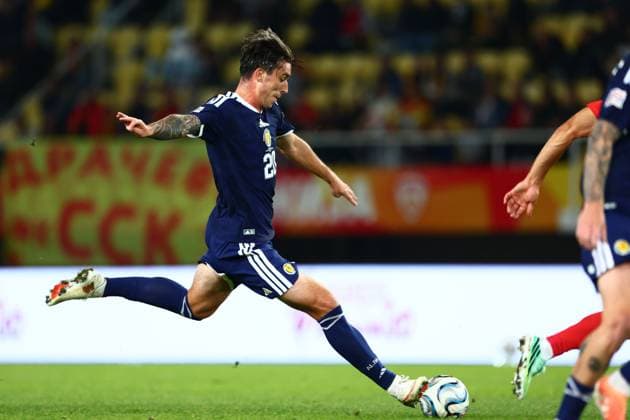 Kieron Bowie of Scotland in action. North Macedonia v Scotland, UEFA Nations League, Football, Nacionalna Arena Tose Proeski, Skopje, North Macedonia - 03 Oct 2026Skopje Nacionalna Arena Tose Proeski North Macedonia  Copyright: xNikolaxKrstic Shutterstockx 17184131cw