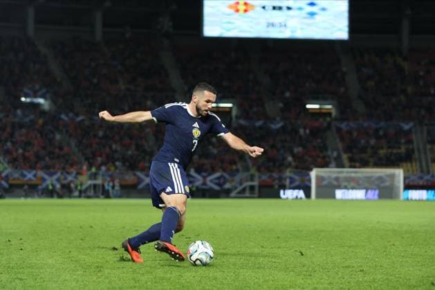 John McGinn of Scotland in action. North Macedonia v Scotland, UEFA Nations League, Football, Nacionalna Arena Tose Proeski, Skopje, North Macedonia - 03 Oct 2026Skopje Nacionalna Arena Tose Proeski North Macedonia  Copyright: xNikolaxKrstic Shutterstockx 17184131de
