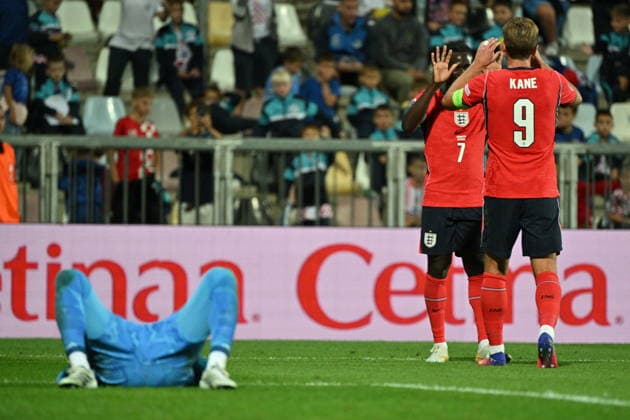Croatia, Rijeka, 03.10.2026. Rujevica Stadium. UEFA Nations League, football match: Croatia - England. In the photo: Dominik Livakovic, Bukayo Saka, Harry Kane. Photo: Damir Krajac CROPIX Copyright: xxDamirxKrajacx hrvatska_engleska89-031026