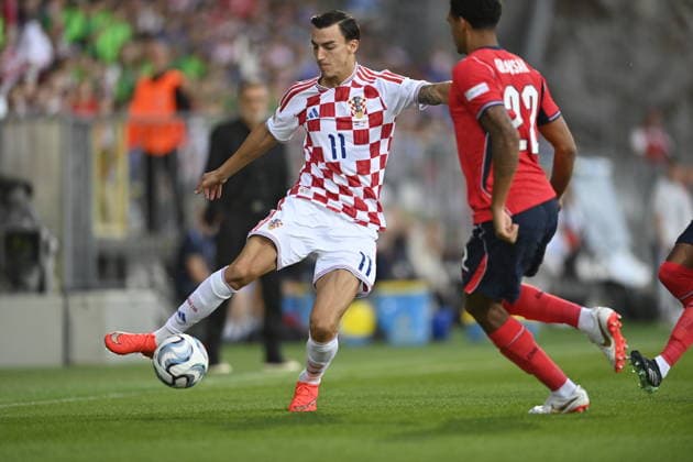 Croatia v England - UEFA Nations League 2026 27 Group A3 MD3 RIJEKA, CROATIA - OCTOBER 3:Petar Musa of Croatia controls the ball during the UEFA Nations League 2026 27 group phase match between Croatia and England at Stadion HNK Rijeka on October 3, 2026 in Rijeka, Croatia.  IgorxSoban PIXSELL