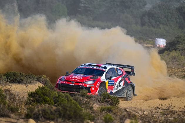 FIA WRC, Motorsport Rallye, WM 2026: Rally Italia Sardegna - Day 3 Sebastien Ogier (FRA) and Vincent Landais (FRA) on a Toyota GR Yaris Rally1 in action during the FIA WRC RALLY ITALIA SARDEGNA in Alghero, Italy on 1-4 October, 2026. Alghero Sardinia Italy  Copyright: xFedericoxManonix originalFilename:manoni-rallyita261003_npDnH.jpg