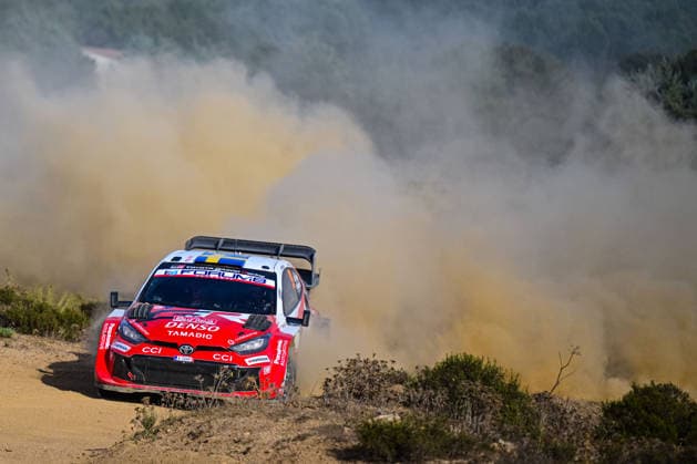 FIA WRC, Motorsport Rallye, WM 2026: Rally Italia Sardegna - Day 3 Oliver Solberg (SWE) and Elliott Edmondson (GBR) on a Toyota GR Yaris Rally1 on a Toyota GR Yaris Rally1 in action during the FIA WRC RALLY ITALIA SARDEGNA in Alghero, Italy on 1-4 October, 2026. Alghero Sardinia Italy  Copyright: xFedericoxManonix originalFilename:manoni-rallyita261003_npZ5D.jpg