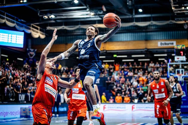 BB-1BL Herren Syntainics MBC - Ratiopharm Ulm DeLonnie Hunt (Syntainics MBC) waehrend der Saison 2026-2027 in der 1. EasyCredit Bundesliga am 4. Spieltag zwischen Syntainics MBC und Ratiopharm Ulm in der Stadthalle Weissenfels am 3. October 2026 in Weissenfels, Sachsen Anhalt, Deutschland