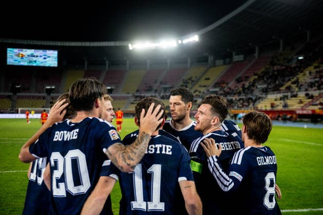 John McGinn seen celebrating after scoring goal during UEFA Nations League Division B game between National Teams of North Macedonia an Scotland (Jacek Prondzynski Ball Raw Images) Skopje North Macedonia, Skopje North Macedonia Copyright: xJacekxProndzynskix jacekprondzynski_northmacedonia_scotland_2627_025