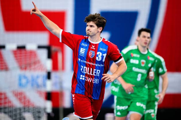 Bietigheim: HBL - 26 27 - SG BBM Bietigheim - Fuechse Berlin Alexander Pfeifer (Bietigheim) Jubel Freude Emotion Bietigheim-Bissingen Egetrans Arena Baden-Württemberg Deutschland