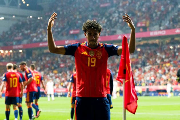 SOCCER- The UEFA Nations League 2026 27 group phase match between Spain and Czech Republic at Carlos Tartiere Stadium on October 03, 2026 in Oviedo, Spain. Lamine Yamal of Spain celebrates his goal during the UEFA Nations League 2026 27 group phase match between Spain and Czech Republic at Carlos Tartiere Stadium on October 03, 2026 in Oviedo, Spain. Oviedo Asturias Spain EDITORIAL USE ONLY Copyright: xx SENIS-CEBOLLAx xALFAQUIx dpphotos202330