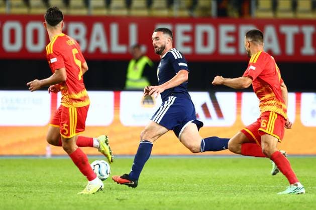 John McGinn of Scotland in action. North Macedonia v Scotland, UEFA Nations League, Football, Nacionalna Arena Tose Proeski, Skopje, North Macedonia - 03 Oct 2026Skopje Nacionalna Arena Tose Proeski North Macedonia  Copyright: xNikolaxKrstic Shutterstockx 17184131gx