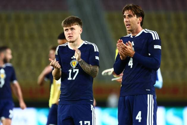 Ben Gannon-Doak of Scotland and Luis Binks of Scotland celebrate after the game. North Macedonia v Scotland, UEFA Nations League, Football, Nacionalna Arena Tose Proeski, Skopje, North Macedonia - 03 Oct 2026Skopje Nacionalna Arena Tose Proeski North Macedonia  Copyright: xNikolaxKrstic Shutterstockx 17184131ho