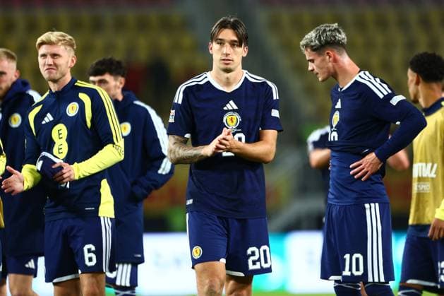 Kieron Bowie of Scotland celebrates after the game. North Macedonia v Scotland, UEFA Nations League, Football, Nacionalna Arena Tose Proeski, Skopje, North Macedonia - 03 Oct 2026Skopje Nacionalna Arena Tose Proeski North Macedonia  Copyright: xNikolaxKrstic Shutterstockx 17184131hp