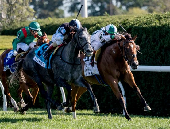 October 3, 2026, Lexington, Ky, USA: Classic Q (9) ridden by John Velazquez wins the First Lady Stakes (Grade 1) on Coolmore Turf Mile Day at Keeneland in Lexington, Kentucky on October 3, 2026. Eclipse Sportswire CSM Lexington USA - ZUMAcs17 20261003_faf_cs17_070 Copyright: xJessicaxMorganx