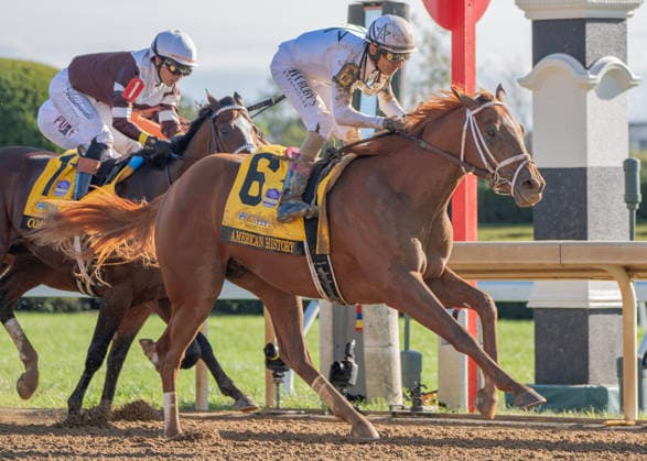 HORSE RACING 2026: Breeders Futurity WAYI Keeneland OCT 03 October 3, 2026, Lexington, Kentucky, USA: American History (6) ridden by John Velazquez wins the Claiborne Breeders Futurity (Grade 1) on October 3, 2026. Jessica Morgan Eclipse Sportswire CSM(Credit Image: Â Cal Media) Lexington Kentucky USA EDITORIAL USE ONLY Copyright: xx ZUMA-20261003_faf_cs17_166.jpg 01354200x csmphotothree529230