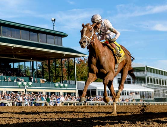 October 3, 2026, Lexington, Ky, USA: American History (6) ridden by John Velazquez wins the Claiborne Breeders Futurity (Grade 1) at Keeneland in Lexington, Kentucky on October 3, 2026. Eclipse Sportswire CSM Lexington USA - ZUMAcs17 20261003_faf_cs17_185 Copyright: xCaseyxLaughterx
