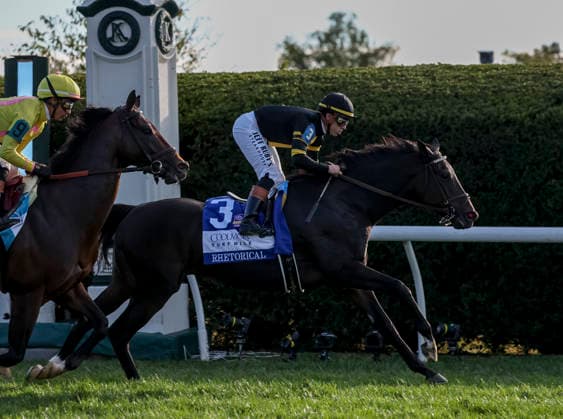 October 3, 2026, Lexington, Ky, USA: Rhetorical (3) ridden by Irad Ortiz, Jr. wins the Coolmore Turf Mile Stakes (Grade 1) at Keeneland in Lexington, Kentucky on October 3, 2026. Eclipse Sportswire CSM Lexington USA - ZUMAcs17 20261003_faf_cs17_128 Copyright: xCaseyxLaughterx