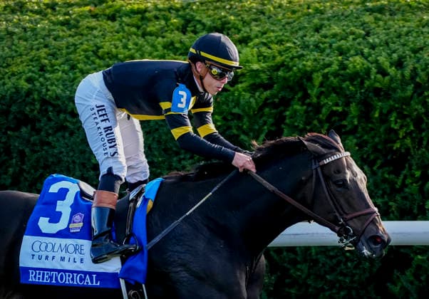 October 3, 2026, Lexington, Ky, USA: Rhetorical (3) ridden by Irad Ortiz, Jr. wins the Coolmore Turf Mile Stakes (Grade 1) at Keeneland in Lexington, Kentucky on October 3, 2026. Eclipse Sportswire CSM Lexington USA - ZUMAcs17 20261003_faf_cs17_132 Copyright: xJessicaxMorganx