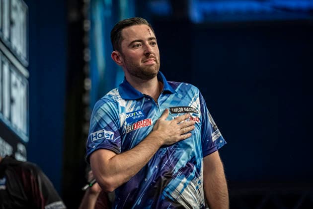 RECORD DATE NOT STATED 3rd October 2026; Mattioli Arena, Leicester, England; PDC World Grand Prix Darts Day 6; Luke Humphries celebrates winning his semi final match against James Wade GodfreyxPitt