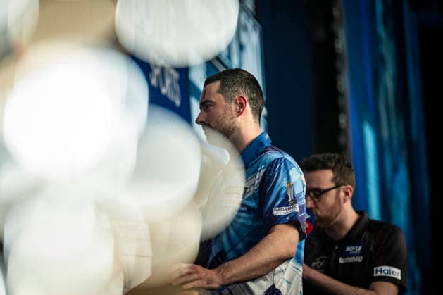 RECORD DATE NOT STATED 3rd October 2026; Mattioli Arena, Leicester, England; PDC World Grand Prix Darts Day 6; Luke Humphries celebrates winning his semi final match against James Wade as the pyrotechnics go off GodfreyxPitt