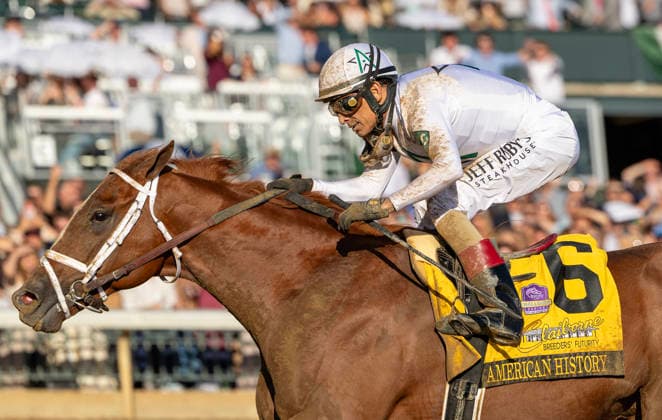 HORSE RACING 2026: Breeders Futurity WAYI Keeneland OCT 03 October 3, 2026, Lexington, Ky, USA: American History (6) ridden by John Velazquez wins the Breeders Futurity on October 3, 2026. Candice Chavez Eclipse Sportswire CSM(Credit Image: Â {Serial Cal Media) Lexington Ky USA EDITORIAL USE ONLY Copyright: xx ZUMA-20261003_faf_cs17_214.jpg {Serialx csmphotothree529272
