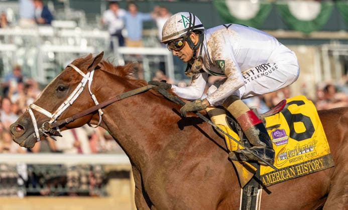 HORSE RACING 2026: Breeders Futurity WAYI Keeneland OCT 03 October 3, 2026, Lexington, Ky, USA: American History (6) ridden by John Velazquez wins the Breeders Futurity on October 3, 2026. Candice Chavez Eclipse Sportswire CSM(Credit Image: Â {Serial Cal Media) Lexington Ky USA EDITORIAL USE ONLY Copyright: xx ZUMA-20261003_faf_cs17_211.jpg {Serialx csmphotothree529275