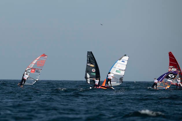 PWA - Citroen - World Windsurfing Tour Sylt 2026 - Tag 8 - Slalom Foil Men; Sylt Westerland, 03.10.2026 William Huppert (Slalom Foil Men, FRA330); Bob van de Burgt (Slalom Foil Men, Netherlands, NED-737); Thijs Hanemaaijer (Slalom Foil Men, Netherlands, NED-107); PWA - Citroen - World Windsurfing Tour Sylt 2026 - Tag 8 - Slalom Foil Men am 03.10.2026 vor dem Brandenburger Strand - Motorboot auf Sylt Westerland (Deutschland). Copyright: xBEAUTIFULxSPORTS AndreasxDickx