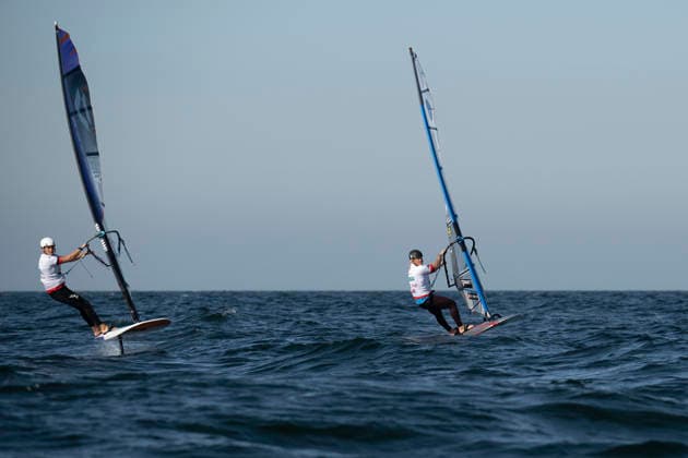 PWA - Citroen - World Windsurfing Tour Sylt 2026 - Tag 8 - Slalom Foil Men; Sylt Westerland, 03.10.2026 Kasper Nielsen (Slalom Foil Men, Denmark, DEN-148); Amado Vrieswijk (Slalom Foil Men and Freestyle Men, Bonaire, NB-20); PWA - Citroen - World Windsurfing Tour Sylt 2026 - Tag 8 - Slalom Foil Men am 03.10.2026 vor dem Brandenburger Strand - Motorboot auf Sylt Westerland (Deutschland). Copyright: xBEAUTIFULxSPORTS AndreasxDickx