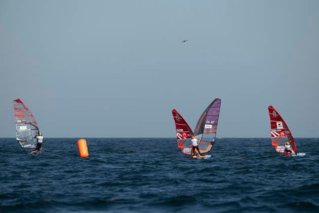 PWA - Citroen - World Windsurfing Tour Sylt 2026 - Tag 8 - Slalom Foil Men; Sylt Westerland, 03.10.2026 Noah Vinther (Slalom Foil Men, Denmark, DEN-7777); Benoit Merceur (Slalom Foil Men, France, FRA-1159); Sven Feuer (Slalom Foil Men, Italy, ITA-86); Fabian Wolf (Slalom Foil Men, Germany, GER-404); PWA - Citroen - World Windsurfing Tour Sylt 2026 - Tag 8 - Slalom Foil Men am 03.10.2026 vor dem Brandenburger Strand - Motorboot auf Sylt Westerland (Deutschland). Copyright: xBEAUTIFULxSPORTS AndreasxDickx