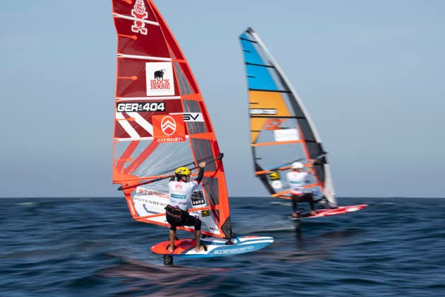 PWA - Citroen - World Windsurfing Tour Sylt 2026 - Tag 8 - Slalom Foil Men; Sylt Westerland, 03.10.2026 Fabian Wolf (Slalom Foil Men, Germany, GER-404); Lars PoggeMenn (Slalom Foil Men, Germany, GER-730); PWA - Citroen - World Windsurfing Tour Sylt 2026 - Tag 8 - Slalom Foil Men am 03.10.2026 vor dem Brandenburger Strand - Motorboot auf Sylt Westerland (Deutschland). Copyright: xBEAUTIFULxSPORTS AndreasxDickx