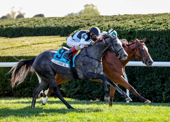 October 3, 2026, Lexington, Ky, USA: Classic Q (9) ridden by John Velazquez wins the First Lady Stakes (Grade 1) at Keeneland in Lexington, Kentucky on October 3, 2026. Eclipse Sportswire CSM Lexington USA - ZUMAcs17 20261003_faf_cs17_267 Copyright: xTimxSudduthx