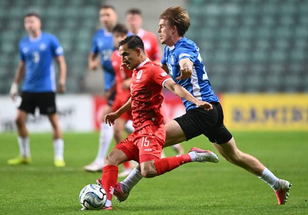 (261004) -- TALLINN, Oct. 4, 2026 -- Luxembourg s Omar Natami (L) controls the ball under pressure from Estonia s Michael Schjonning-Larsen during the 2026 27 UEFA Nations League C Group C4 football match between Estonia and Luxembourg at A. Le Coq Arena in Tallinn, Estonia, Oct. 3, 2026. (Photo by Xinhua) (SP)ESTONIA-TALLINN-FOOTBALL-UEFA NATIONS LEAGUE C-ESTONIA VS LUXEMBOURG SergeixStepanov 
