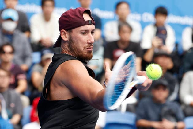 October 4, 2026, Tokyo, Japan: Kyrian Jacquet (France) returns a shot against Jaume Munar (Spain) during their Quarter-final match at the Kinoshita Group Japan Open Tennis Championships at Ariake Colosseum in Tokyo. The tournament runs from September 29 to October 6. Munar won 6-4, 6-2. Tokyo Japan - ZUMAm191 20261004_aap_m191_015 Copyright: xRodrigoxReyesxMarinx