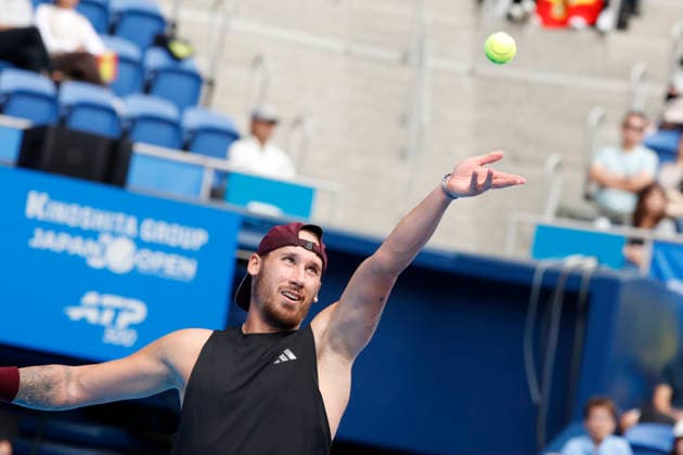 October 4, 2026, Tokyo, Japan: Kyrian Jacquet (France) serves against Jaume Munar (Spain) during their Quarter-final match at the Kinoshita Group Japan Open Tennis Championships at Ariake Colosseum in Tokyo. The tournament runs from September 29 to October 6. Munar won 6-4, 6-2. Tokyo Japan - ZUMAm191 20261004_aap_m191_007 Copyright: xRodrigoxReyesxMarinx