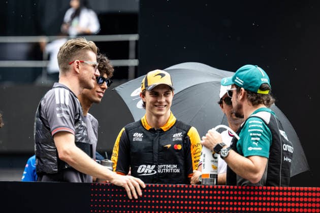 F1 - BAHRAIN GRAND PRIX IN MALAYSIA 2026 PIASTRI Oscar (aus), McLaren F1 Team MCL40, portrait ALONSO Fernando (spa), Aston Martin F1 Team Honda AMR26, portrait HULKENBERG Nico (ger), Audi F1 Team R26, portrait BORTOLETO Gabriel (bra), Audi F1 Team R26, portrait during the 2026 Formula 1 Bahrain Grand Prix in Malaysia, 16th round of the 2026 Formula One World Championship, WM, Weltmeisterschaft from October 2 to 4, 2026 on the Sepang International Circuit, in Sepang, Malaysia - SepangMalaysia Copyright: xALBERTOxVIMERCATIx