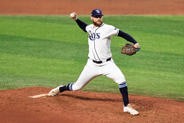 October 3, 2026, St. Petersburg, Florida, USA: Tampa Bay Rays pitcher Bryan Baker (47) delivers a pitch in the top of the ninth inning of game one of the ALDS for the 2026 MLB, Baseball Herren, USA Playoffs on October 3, 2026 at Tropicana Field. The Rays beat the Yankees 1-0. St. Petersburg USA - ZUMAh180 20261003_zsp_h180_052 Copyright: xKimxHukarix