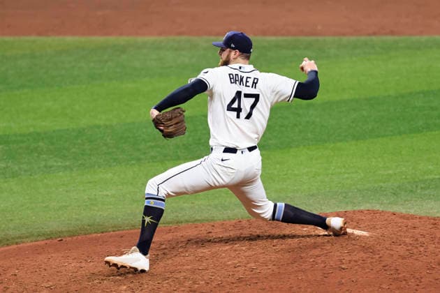 October 3, 2026, St. Petersburg, Florida, USA: Tampa Bay Rays pitcher Bryan Baker (47) delivers a pitch in the top of the ninth inning of game one of the ALDS for the 2026 MLB, Baseball Herren, USA Playoffs on October 3, 2026 at Tropicana Field. The Rays beat the Yankees 1-0. St. Petersburg USA - ZUMAh180 20261003_zsp_h180_101 Copyright: xKimxHukarix