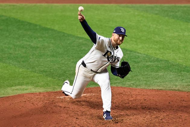 October 3, 2026, St. Petersburg, Florida, USA: Tampa Bay Rays starting pitcher Drew Rasmussen (57) delivers a pitch in the sixth inning of game one of the ALDS for the 2026 MLB, Baseball Herren, USA Playoffs against the New York Yankees on October 3, 2026 at Tropicana Field. The Rays beat the Yankees 1-0. St. Petersburg USA - ZUMAh180 20261003_zsp_h180_089 Copyright: xKimxHukarix