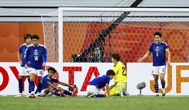 Aichi-Nagoya Asian Games: Football Japan players are pictured after South Korea s Eom Ji Sung scores in the second half of the Aichi-Nagoya Asian Games men s football final at Toyota Stadium in Toyota in Aichi Prefecture, central Japan, on Oct. 3, 2026.  A14AA0005629890P