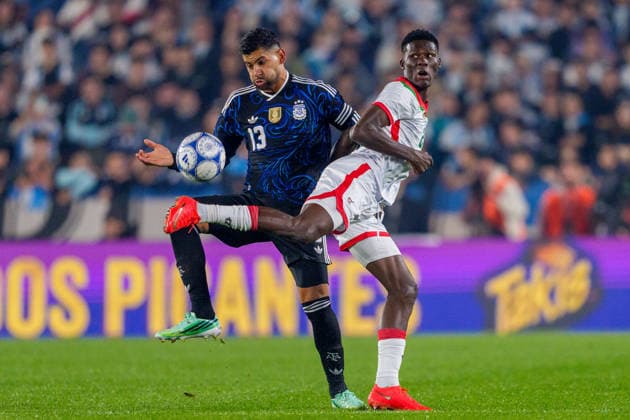 Burkina Faso v Argentina BUENOS AIRES, - OCTOBER 3: Cristian Romero 13 of Argentina battles for the ball during a game between Burkina Faso and Argentina at Estadio Monumental on October 3, 2026 in Buenos Aires, STATE . Buenos Aires Estadio Monumental Argentnina Copyright: xAndrewxJ.xClark ISIxPhotosx 10001
