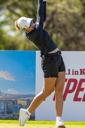 October 3, 2026, Honolulu, Hawaii, USA: POLLY MACK tees off at the 8th tee box during Round 3 of the 2026 Lotte Championship at Hoakalei Country Club, Ewa Beach, Hawaii, USA. Honolulu USA - ZUMAm310 20261003_zsp_m310_042 Copyright: xElliotxMilesx
